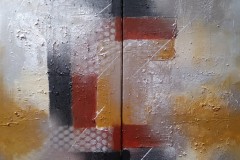 Bild Nr.:149, Acrylbild Diptychon 2x  30 x 70, Leinwand auf Keilrahmen, gemalt und gespachtelt, feinste Künstlerfarbe, Untergrund Gesso mit Sand, Silberspray, original handgefertigt (2021), Unikat
