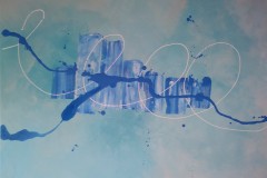 Bild Nr.154, Acrylbild 60 x 80, Leinwand auf Keilrahmen, gemalt und gespachtelt, feinste Künstlerfarbe, drei Farben Blau, diese Bild wurde mit einem Firnis versehen, original handgefertigt (2021), Unikat